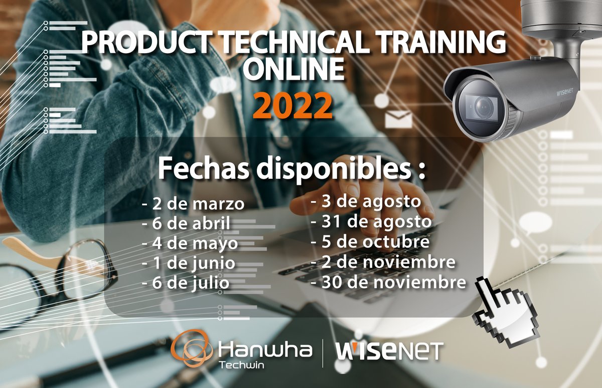 Hanwha_Latam's tweet photo. Product Technical Training #Online 2022.
Conoce a profundidad los productos #Wisenet, con lo más nuevo en tecnologías de #videovigilancia.

Se aplicará evaluación y se otorgará diploma de entrenamiento.
Inscríbete aquí: https://t.co/e9klk7h8Km 

#HanwhaOnline #HanwhaTechwin https://t.co/lSfa19ubGL