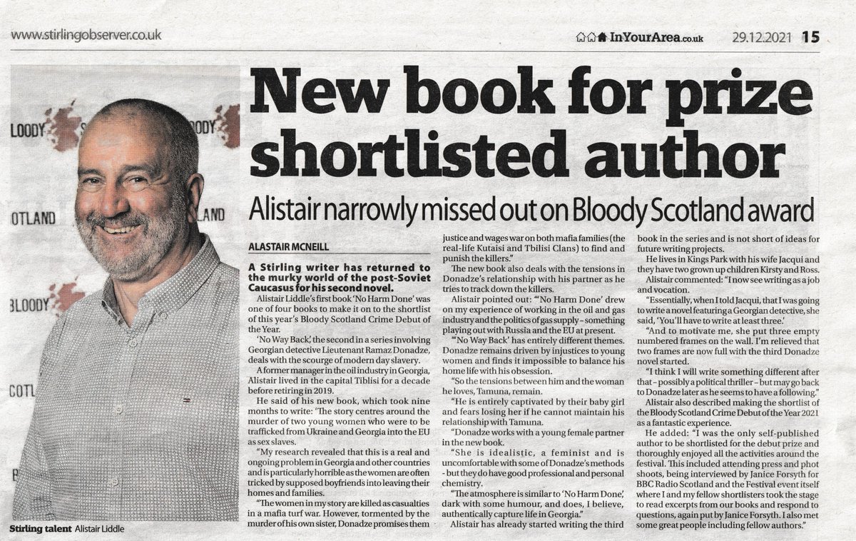 liddle_aj's tweet photo. Really nice write up by #StirlingObserver senior reporter #AlastairMcNeill on my new book, No Way Back https://t.co/v1QBaPeiDT https://t.co/cYws0LMjKN