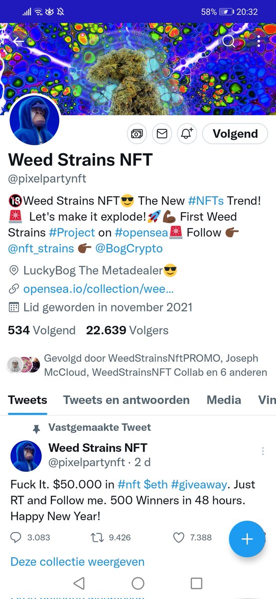 MauriceBoud's tweet photo. @nft_strains @pixelpartynft Done
My adress
0x2bFD895dfbaeCF3D381996f1e9d0366b079686f8
I really hope I win and I hope you had a great New Years eve!! https://t.co/dOhT5fqlLw