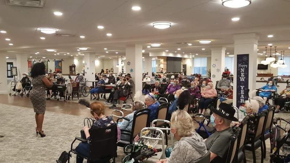 WesleyEnhLvg's tweet photo. Happy New Year! The residents at our Main Line community rang in the New Year with dancing and music from singer, Demetria Joyce Bailey, while celebrating the end of 2021 and the beginning of 2022! 
#HappyNewYear  #WEL #NewYear2022 https://t.co/hcxwCOCVSM