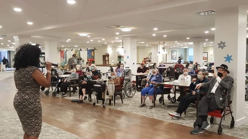Happy New Year! The residents at our Main Line community rang in the New Year with dancing and music from singer, Demetria Joyce Bailey, while celebrating the end of 2021 and the beginning of 2022! 
#HappyNewYear  #WEL #NewYear2022
