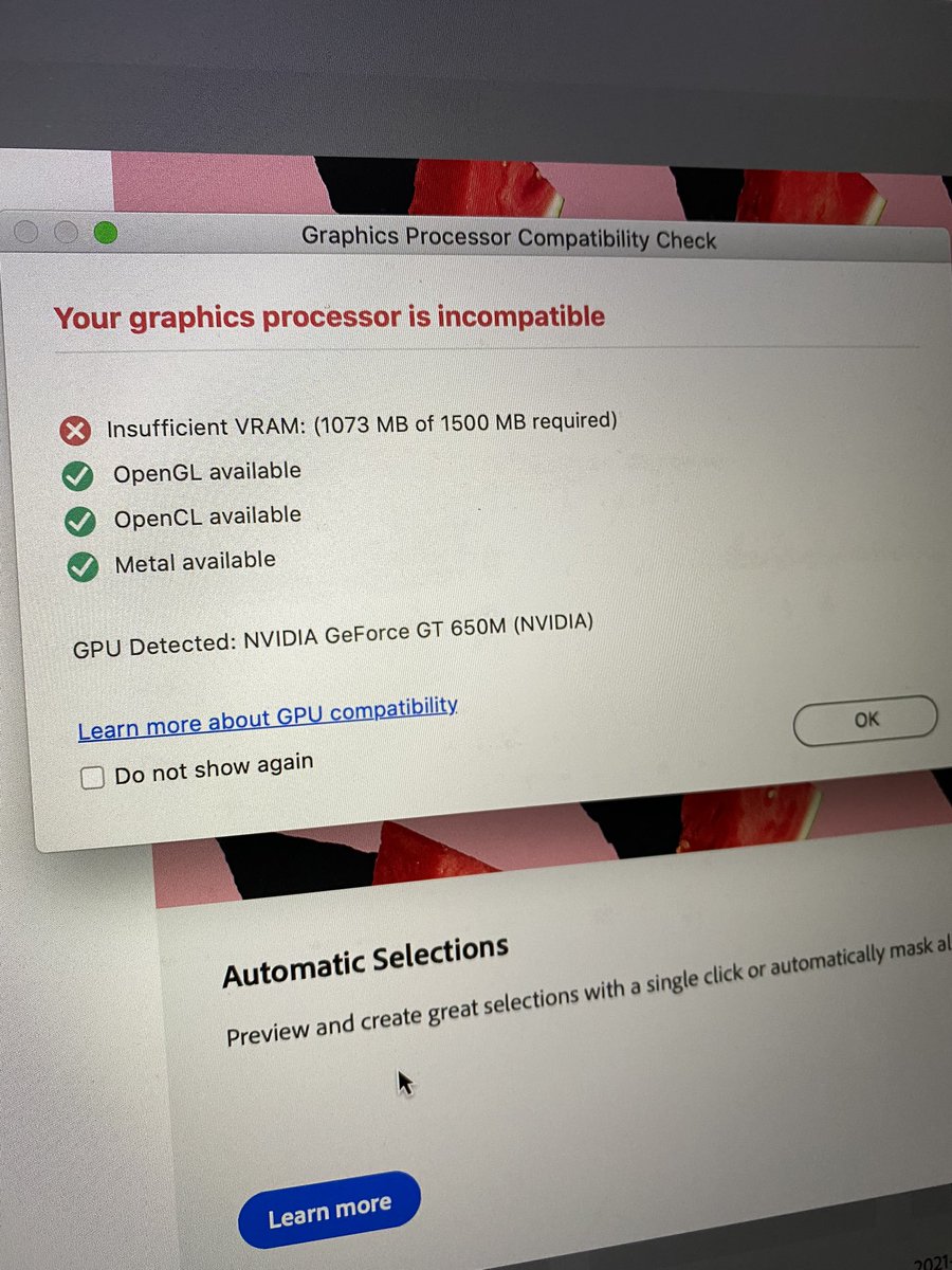 I can tell when my laptop is getting on a bit when the new versions of Photoshop now tell me they need more and more ram (which I cant expand on a laptop)