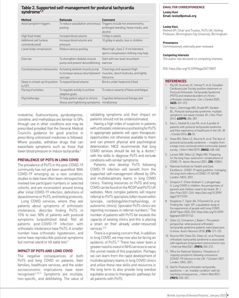 1/3 <a href="/UKPoTS/">PoTS UK</a> Chair Prof Lesley Kavi has written a fantastic new article for <a href="/BJGPjournal/">The British Journal of General Practice</a>- ‘Postural tachycardia syndrome &amp; #LongCovid’
We hope this will be extremely useful in helping #GPs to recognise/manage #PoTS &amp; it’s relation to #Covid-19

bjgp.org/content/bjgp/7…

#MedTwitter