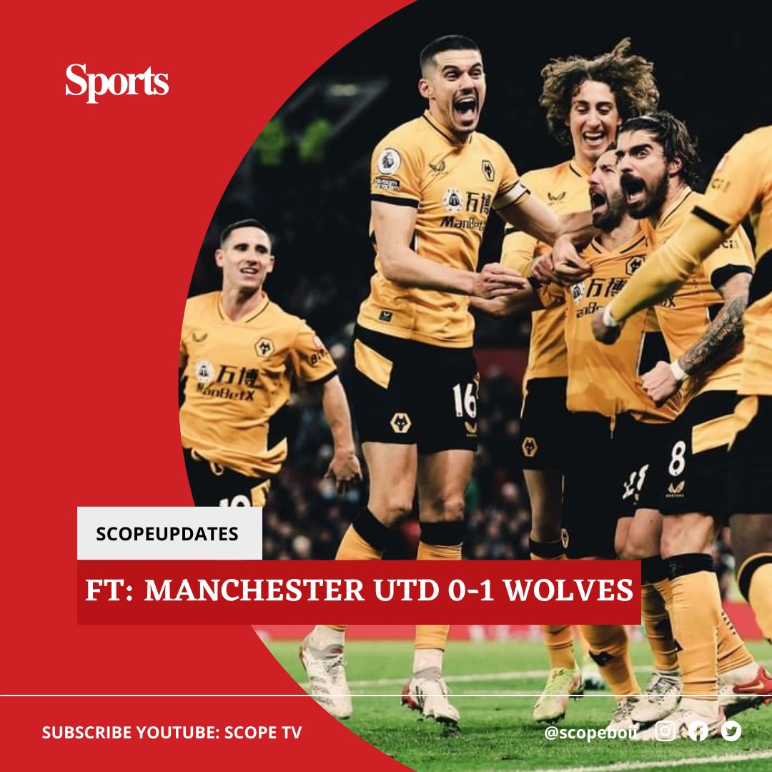 Scopemediatz's tweet photo. FT: Manchester United 0 - 1 Wolverhampton
⚽ J. Moutinho 82'
Mtag shabiki wa Man U muulize shida ni nini?
Tuanze na huyu @KINGLUDA18
#scopeboii #scopetv #epl #ManchesterUnited #Wolves https://t.co/bndsFenBhC