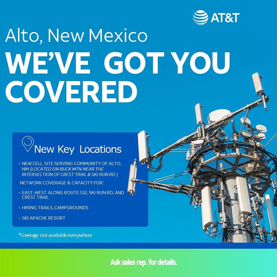 DesertSW_'s tweet photo. We are excited to announce 2 new network updates for New Mexico and 1 for Nevada!!! π€©
DSW, we have you COVERED! Stay connected with increased capacity and expanded coverage. Visit a store today to learn more about the network near you!
#DSWVillage #ASiteIsBorn #ATT https://t.co/UBSdwEcU3H