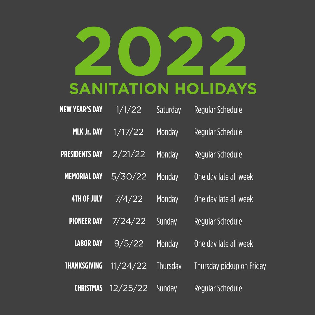 Provo City on Twitter "We've updated the Holiday Sanitation Schedule