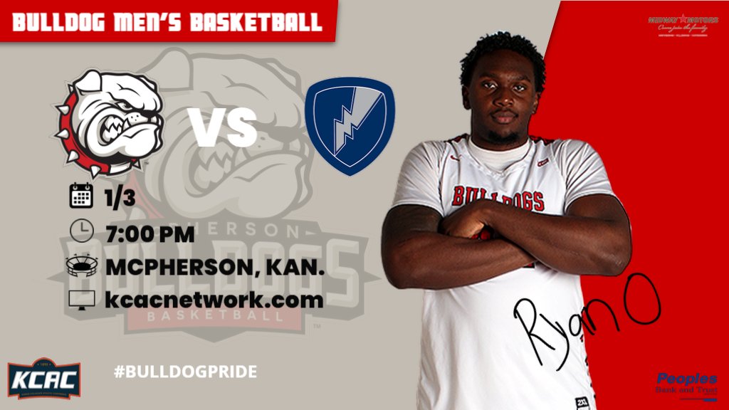 MacBulldogsMBB's tweet photo. 📢It's #GameDay 
🏀Bulldogs vs @mccathletics
⏰ 7:00 pm
📍McPherson Sport Center
📺https://t.co/sLDWYUmWSm #BulldogPride https://t.co/muVPPerTnQ