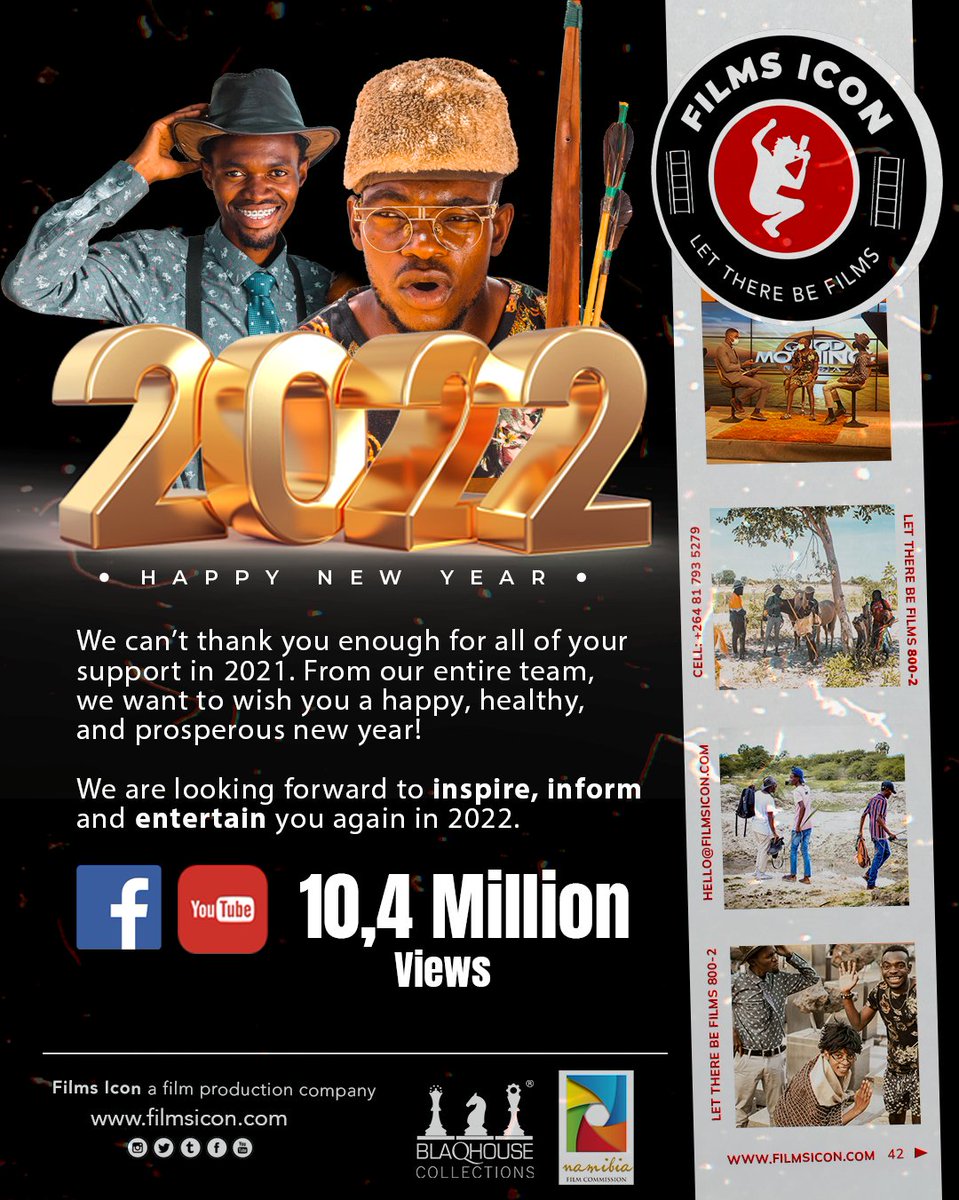BlaqhouseAfrica's tweet photo. Compliments of the new year to you and yours. We would like to take this opportunity to thank you for your continuous support. 10.4 Million views all thanks to you 🙏🏿🎥🎞️🇳🇦🎇🍾
https://t.co/GXNQnxVeQh https://t.co/pG1AXQH92r