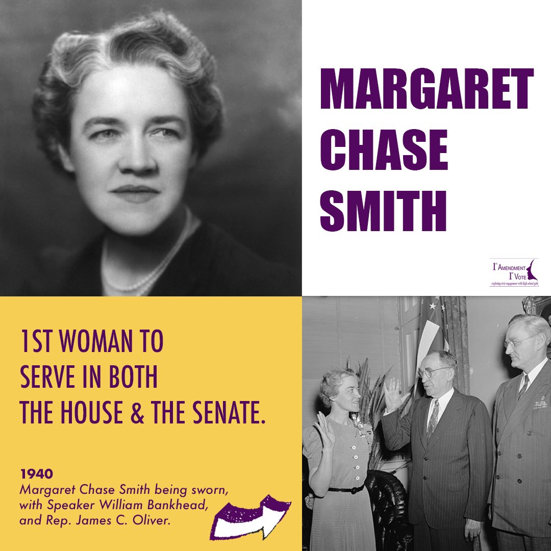 1stA1stV's tweet photo. #OTD 1949, #MargaretChaseSmith (R-Maine) starts her 24 year career in the U.S. Senate. Becoming the #firstwoman to serve in both the House &amp; Senate. She previously served in the House (1940-49). 
#womeninpolitics #futureisfemale #womenshistory https://t.co/FKhUg01Hhz