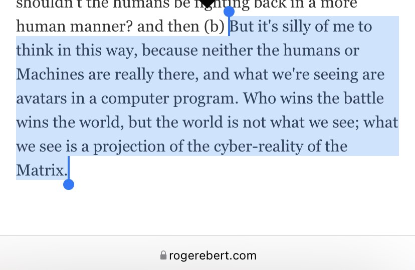 Has anybody mentioned one of the premises of The Matrix Resurrections was basically theorized by Roger Ebert in his Revolutions review?