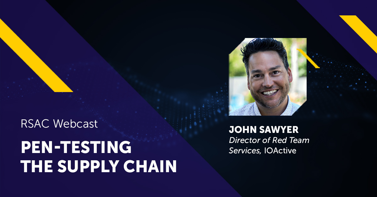 OneRSAC's tweet image. Recent attacks on companies through supply chains – #SolarWinds, #Kaseya, #Codecov, etc. – demonstrate the urgency of #pentesting. Speaker @johnhsawyer, Director of Red Team Services, @IOActive, will discuss in this January 18 #RSAC webcast. spr.ly/6012JfT7A