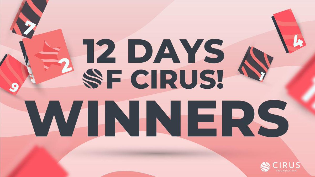 CirusFoundation's tweet photo. βοΈ With over 5000 submissions, it's time to announce the lucky winners of the #12DaysofCirus !
π° Please check your wallets and TX ID in the doc below:
https://t.co/8qMPNR5taQ
π Thank you to all who participated. https://t.co/5pHzZCFCvL