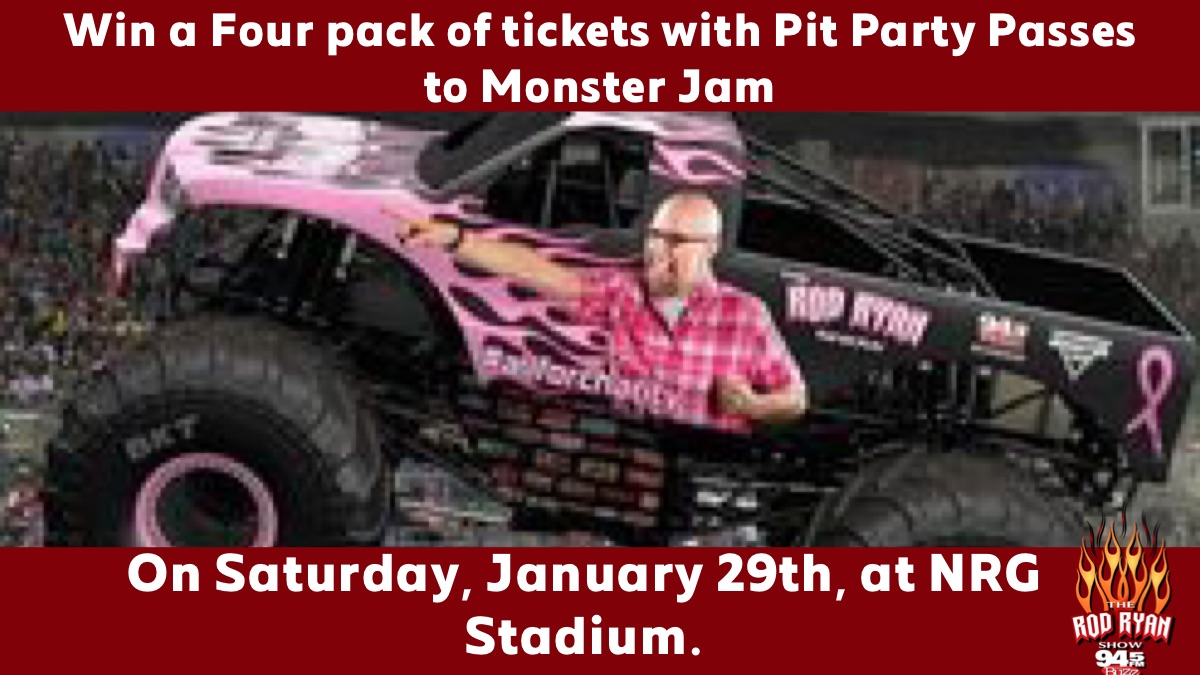rodryanshow's tweet photo. Want to win a Four Pack of tickets with Pit Party Passes to @MonsterJam? #every20mintes @945thebuzz and @rodryanshow are giving you a chance to win, all you have to do is Retweet this post using #monsterjam. winner selection at 8:00 am. Good Luck. https://t.co/ztPOme2Dz1