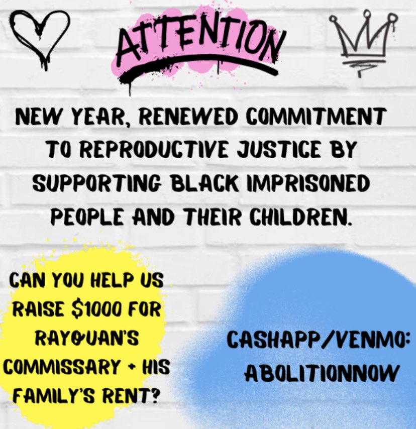 cltuprising's tweet photo. New year, renewed commitment to reproductive justice by supporting black imprisoned people and their children. We need do raise $1000 for  commissary &amp; rent https://t.co/1PYGpl7Xjc