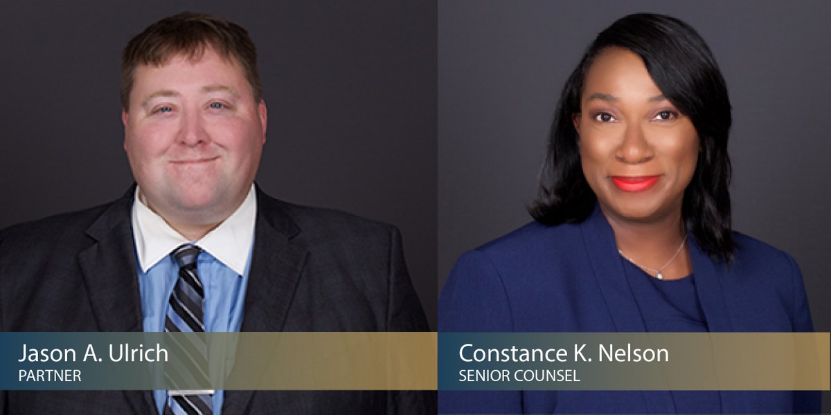 We are pleased to announce the promotions of Attorneys Jason A. Ulrich and Constance K. Nelson to Partner and Senior Counsel respectively. 

Congratulations to both of these outstanding attorneys! For more information please visit grossmcginley.com/people/