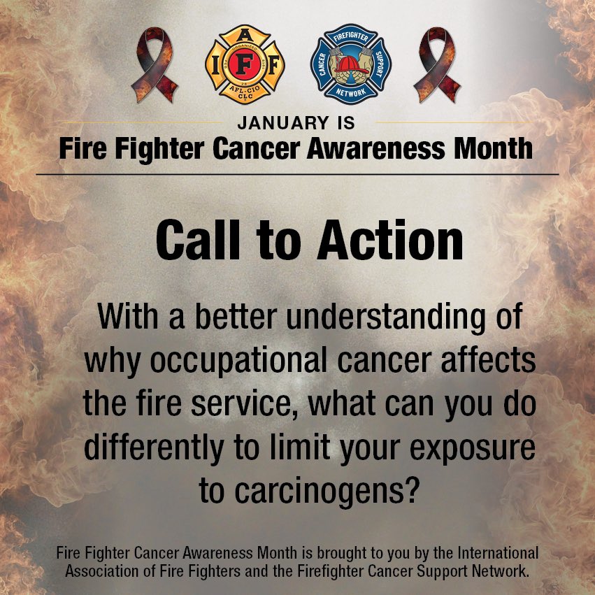 OPFFALocal_162's tweet photo. The IAFF has designated January as Fire Fighter Cancer Awareness Month. 

We've lost too many members to occupational cancer. Let's recommit to minimizing exposures &amp; use the tools provided to improve safety &amp; support those facing a diagnosis.

Wk 1: Scope https://t.co/xwGfZy9Sj3 https://t.co/A1An3sLX7X