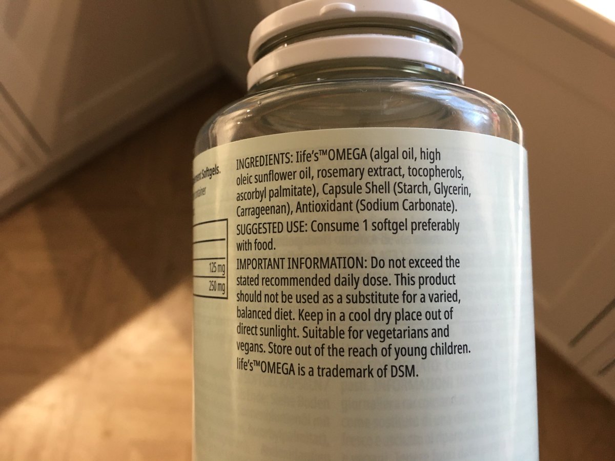 Marfling's tweet photo. ⁦@SeedOilDsrspctr⁩ vegan omega 3 supplement. Definitely thought an omega 3 supp. Would be safe from seed oils. https://t.co/JTcNT245tD
