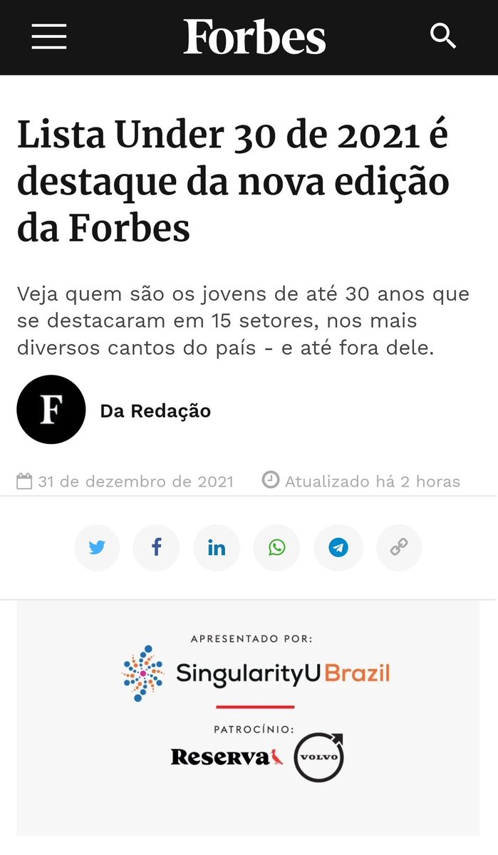 levisnovaes's tweet photo. Entre as alegrias das grandes histórias em construção, começo 2022 celebrando a minha presença na lista da Forbes Under30 (@forbesbr) como destaque em Marketing &amp; Publicidade.

@wearemooc 🖤

Lista completa em: https://t.co/2gmQT5Wek5

#ForbesUnder30 #Under30 https://t.co/xA8zvlUJL8