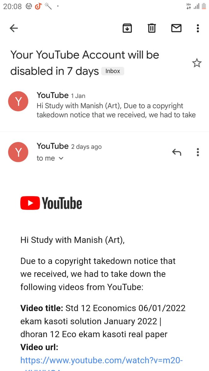 Saurabhsuper3's tweet photo. @vidyakul
@tarunsaini_1
@YouTubeIndia 
Sir plz help  . After 7 days channel delete. Because 4 copyright strike.
Channel name  Youth Education which has given copyright strike in me. But they are saying that Vidyakul people are connected with us, they handle our channel https://t.co/U2rSOpoinQ