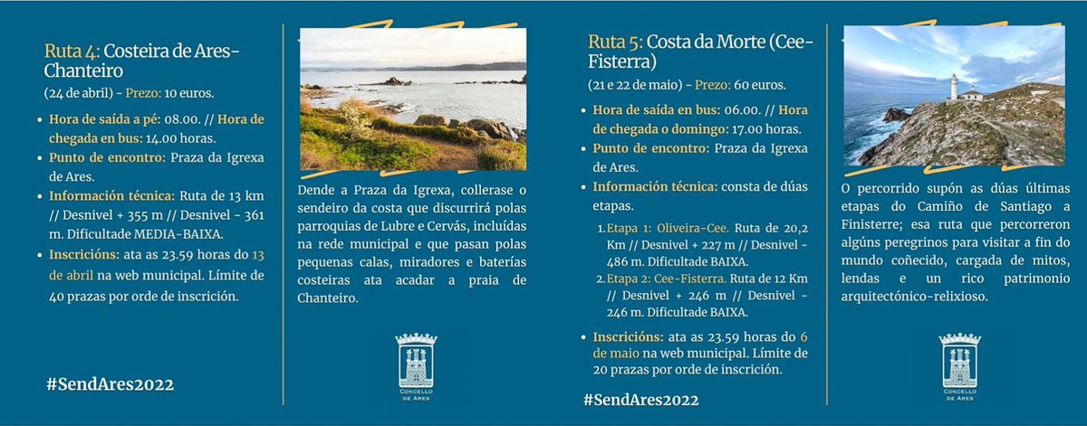 ConcellodeAres's tweet photo. ℹ️ O Concello presenta #SendAres2022, cinco rutas para coñecer o patrimonio natural a través do sendeirismo
#ConcellodeAres #SendAres #ViveoDeporteViveAres #ConcellariaDeportesAres
+info: 👇
https://t.co/zcIrO16ppc https://t.co/Ea3Fyu89uo