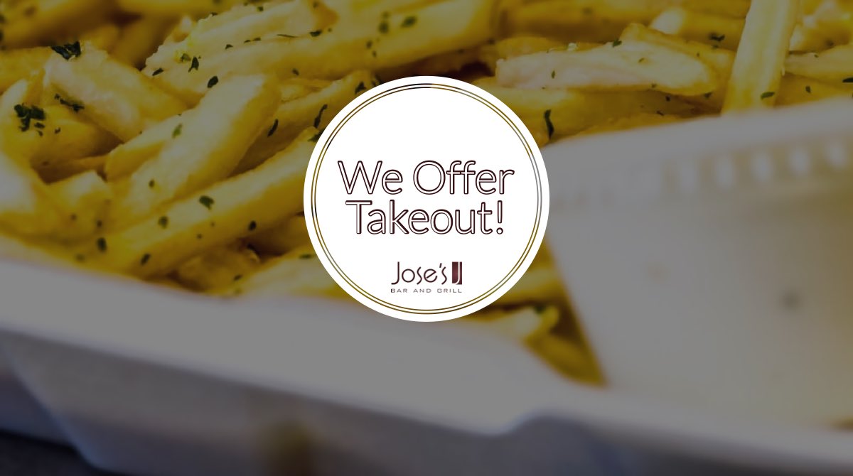 We offer takeout! Leamington even offers curbside pickup and delivery!
Bring Jose’s into your home and your workplace. 
Open at 11am, closed at 11pm.
Give us a call or order online via our website. josesbarandgrill.com
#JosesBarAndGrill #YQG #Leamington #Takeout #Delivery