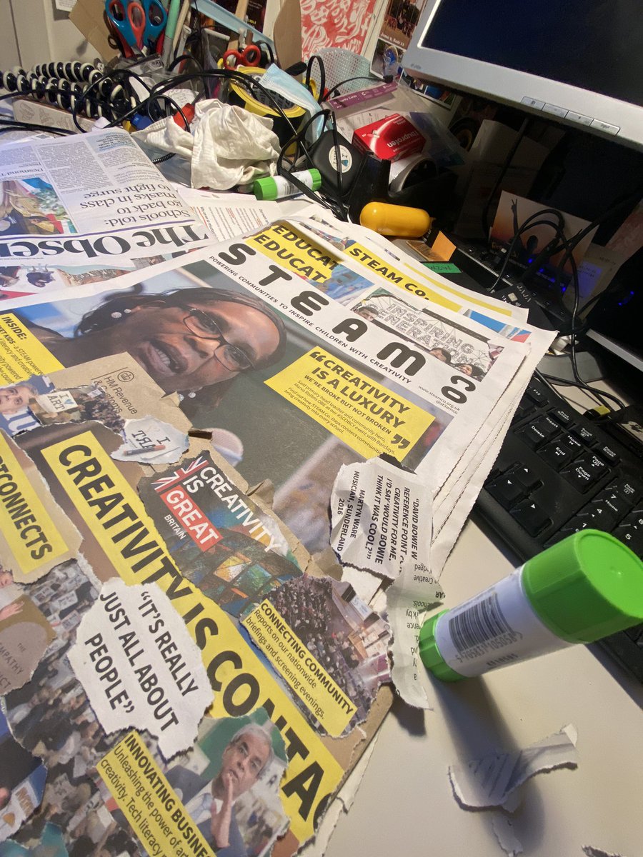 NickCorston's tweet photo. Day 3: #TheJanuaryChallenge
‘What does the word connected mean to you?’
“ART is what we call it when what we do CONNECTS us”
A collage from an old newspaper on an envelope I’ve been dreading opening
#ARTCONNECTS19 to #IGNITE22🔥 https://t.co/u6jv4LVimv