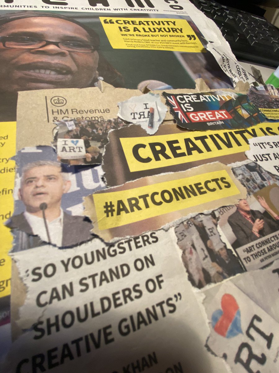 NickCorston's tweet photo. Day 3: #TheJanuaryChallenge
‘What does the word connected mean to you?’
“ART is what we call it when what we do CONNECTS us”
A collage from an old newspaper on an envelope I’ve been dreading opening
#ARTCONNECTS19 to #IGNITE22🔥 https://t.co/u6jv4LVimv