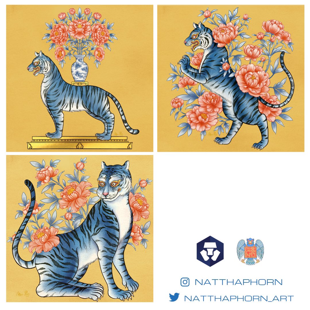 Let’s celebrate in 2022 with
Blue tigers with peonies are available on <a href="/cryptocomnft/">Crypto.com NFT</a> 
1/5 edition per artwork 
Start price 30$
crypto.com/nft/collection…

<a href="/nft_asia/">Follow us at @nftasiaofficial</a> #Natthaphornart 
#NFTs #NFTcommunitiy #nftcollectors 
#ThaiNFT #NFTTHAILAND #cryptocomnft