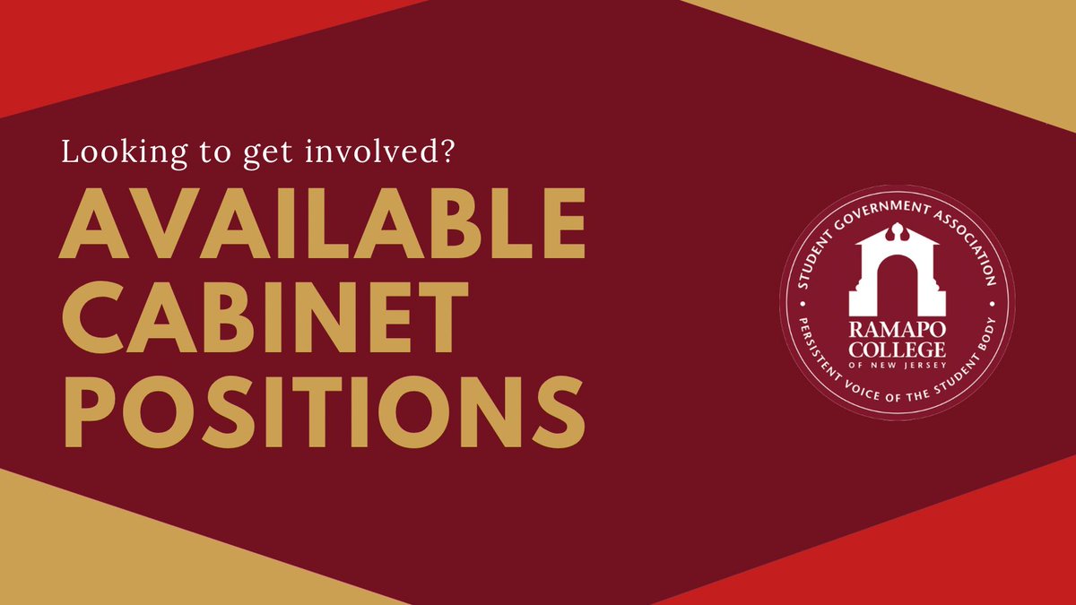 Looking to get involved this spring? We have 2 open Cabinet positions: Secretary of Fraternity &amp; Sorority Life and Secretary of Public Relations. For more info, email sgapresident@ramapo.edu. Follow us on IG <a href="/RamapoSGA/">Ramapo SGA</a> and stay tuned for info about our Interim Senate Elections!