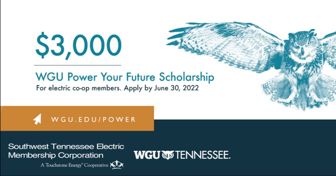 As a member of an electric co-op in Tennessee, you could qualify for a $3,000 Power Your Future Scholarship from <a href="/WGUTennessee/">WGU Tennessee</a>. Apply by June 30, 2022.
wgu.edu/financial-aid-…