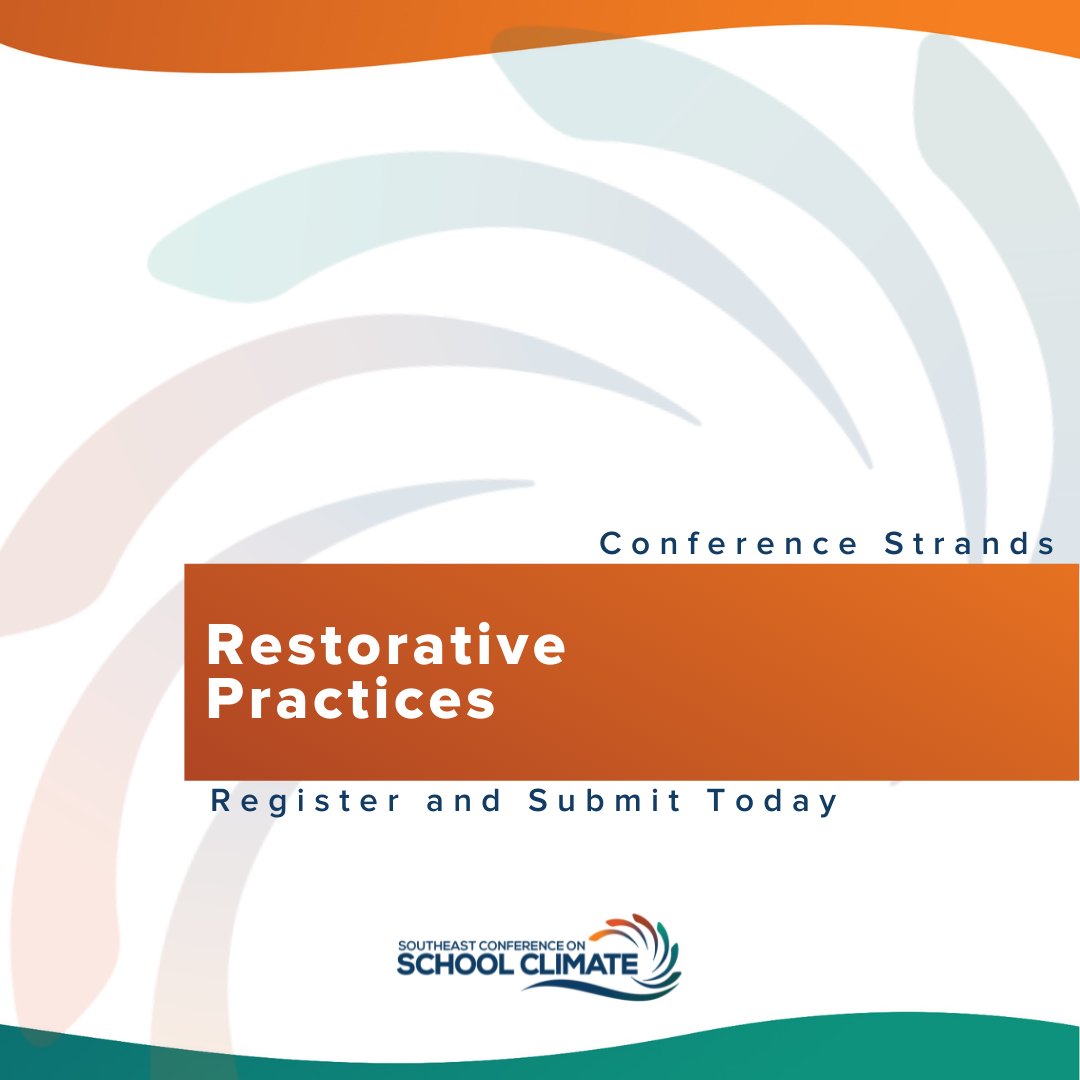 SESchoolClimate's tweet photo. Our Conference Strands: Restorative Practices (5/6)

This strand provides participants with practices that promote respect, dignity, and mutual concern.

Learn more and submit your proposal: https://t.co/YU1IqHmaqR https://t.co/DuPPEAbSAe