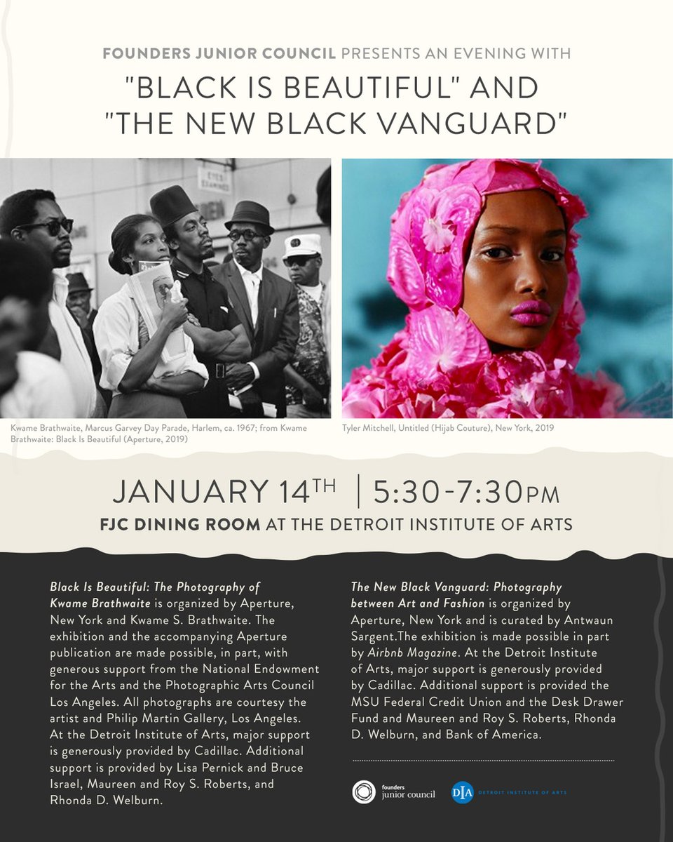Join us for an intimate look at two exhibitions that explore fashion editorial photographs by acclaimed black photographers: Black Is Beautiful: The Photography of Kwame Brathwaite and The New Black Vanguard: Photography between Art and Fashion. 

The event will include private t