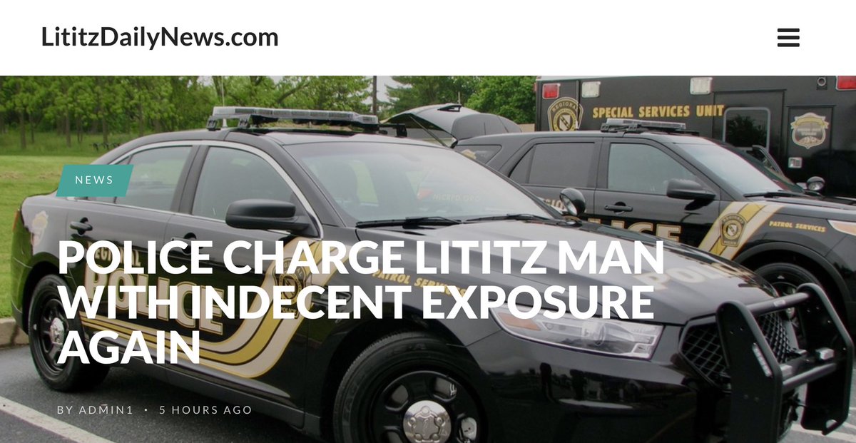 BREAKING: A Lititz man out on $2,000 bail was just charged with indecent exposure for a 2nd time. Police urge any who witnessed similar behavior to call 911. Don’t click on photo. It won’t work. Click on link—&gt; tinyurl.com/mvkwr88c. #lititz #crime #lancastercounty #justice
