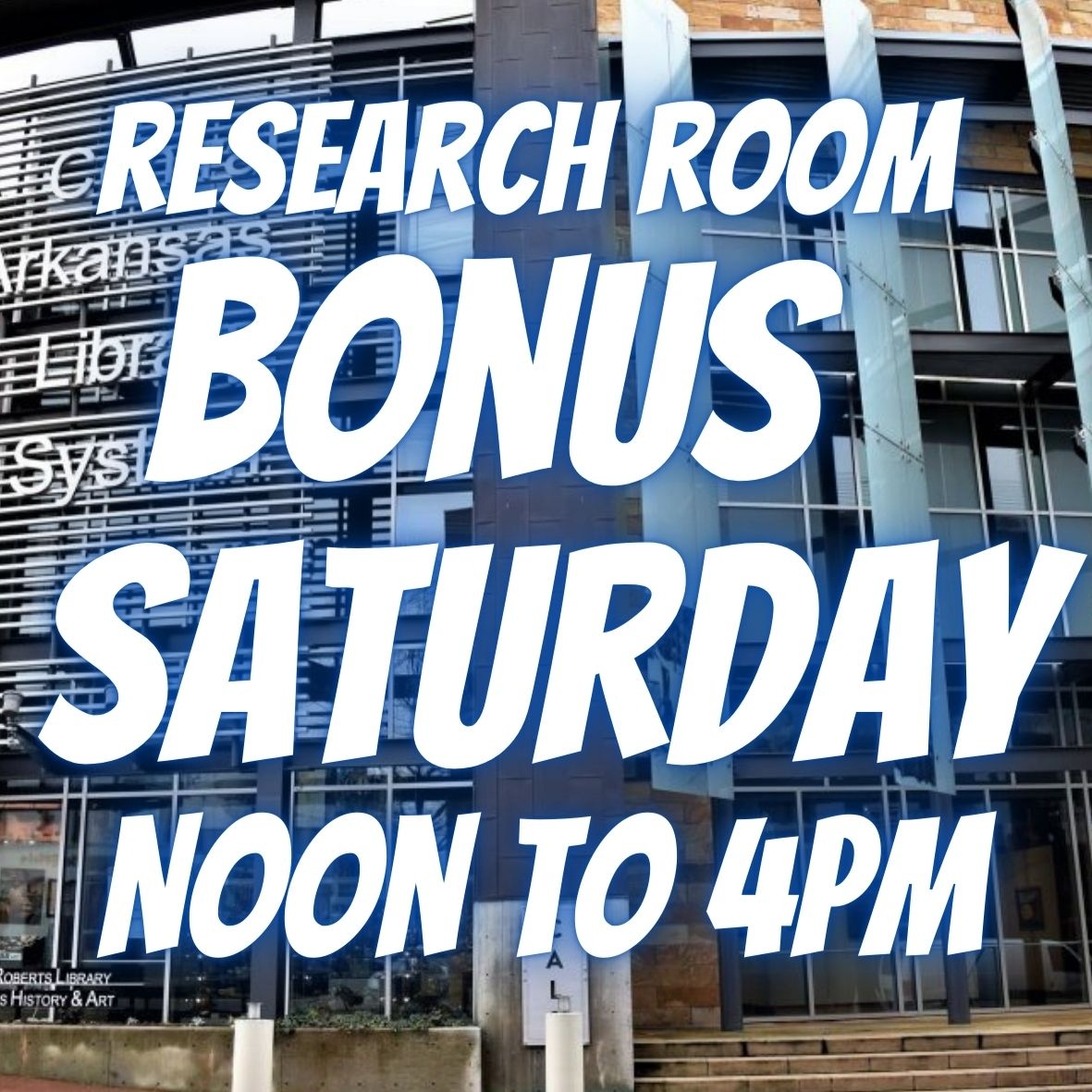 CALSRobertsLib's tweet photo. Join us THIS SAT in the 2nd Fl Research Room for Bonus Saturday. We will be open from NOON to 4PM and staff will be ready assist you with your genealogy questions and queries.

#slayfamilyhistory #genealogy #genealogist #familyhistory #deadrelatives #ancestors #bonussaturday https://t.co/76RnjPZmmr