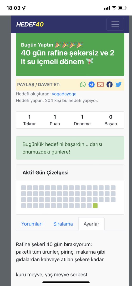 40 gün rafine şeker ve paketli gıda tüketmeme hedefi koydum kendime ama 1 hafta dayanabilsem mucize olur 😄