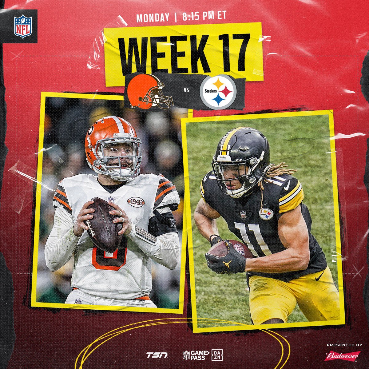 NFLCanada's tweet photo. Divisional Matchup: ✔️
One team still fighting for a playoff spot: ✔️
This is going to be a 🔥 Monday Nighter. 👀 #BudGameTime https://t.co/W3HoWyXCwE