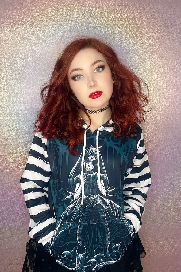 VampireFreaks's tweet photo. Stay warm with this hoodie for when you fall down the rabbit hole in this haunting Alice in Wonderland hoodie! 🍄✨
#emo #goth #vampirefreaks #emokid #scenekid #altstyle #gothkid #alternativeclothes #emostyle #Alternative #GothicLook #GothClothing #scene #gothicstore #Punk #vf https://t.co/UAVBOs5DEH