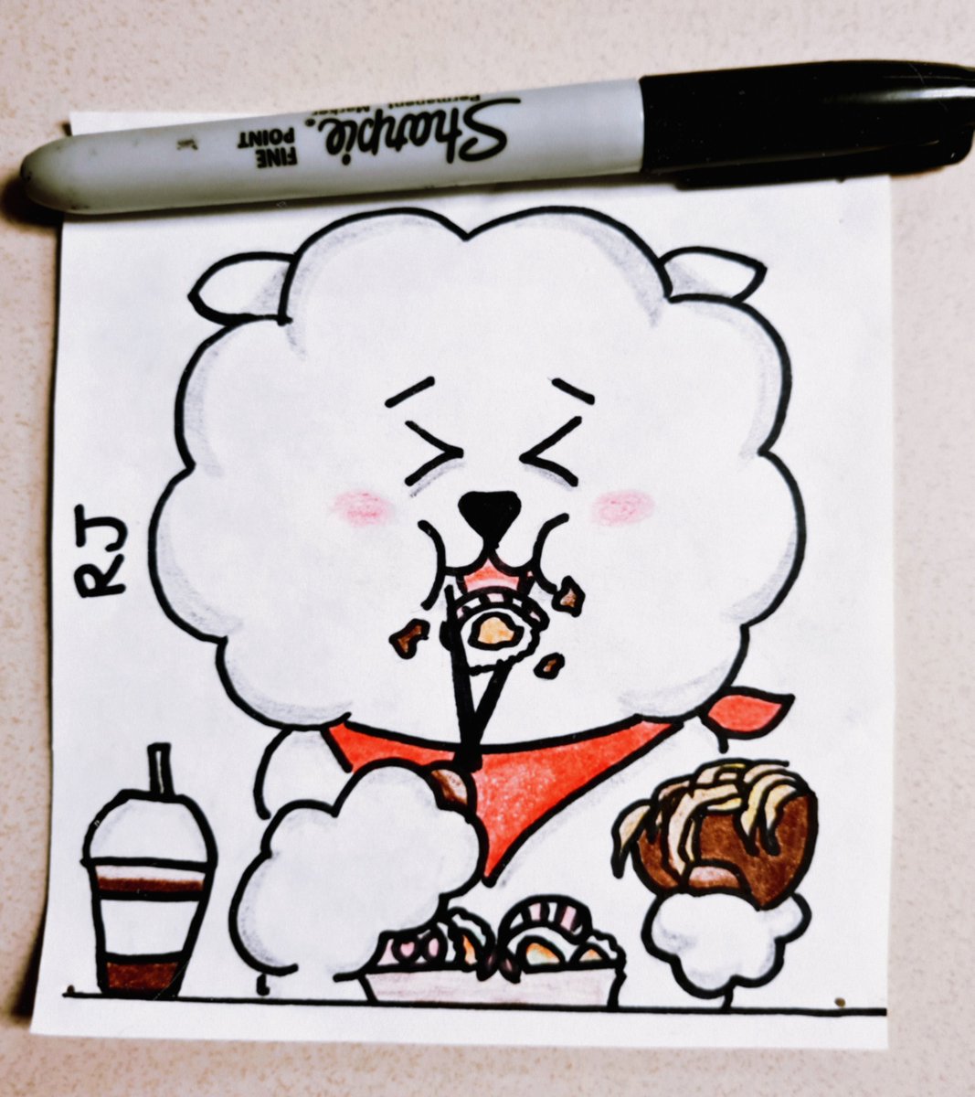 PriyaBabyAlpaca's tweet photo. This is what happens when I'm given a sharpie, colored pencils and a few free mins at work 😂
#ILoveRJ #Jin https://t.co/viokykwWl1