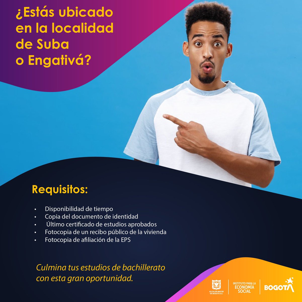 IPESBogota's tweet photo. Inicia el año terminando tus estudios ✅
Inscríbete enviando un correo a formacion@ipes.gov.co y valida los estudios en básica primaria y bachillerato.👩🏻🎓🧑🏽🎓👨🏼🎓
La inscripción y los cursos son totalmente gratis.👍🏼
El #IPESteImpulsa a cumplir tus metas.📚https://t.co/ULro6E9Hp6 https://t.co/8KBk8PFlTL
