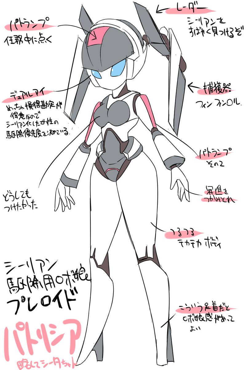 そんなシーリアンに対抗する新たなる希望!その名、シーリアン災害対策ロボ、プレロイドのパトリシア!ロボット警察!ロボ娘!今年はバラエティ豊かなヒロインを描いていきたい所存 