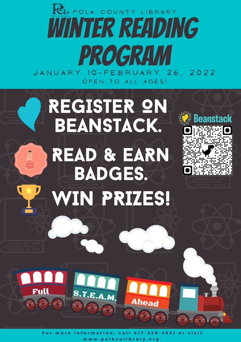 PolkCoLibrary's tweet photo. Get into gear with our S.T.E.A.M.-themed Winter Reading Program. Sign up on Beanstack to participate and win prizes! https://t.co/vntSHYNeRc https://t.co/JdSPTHH5cK