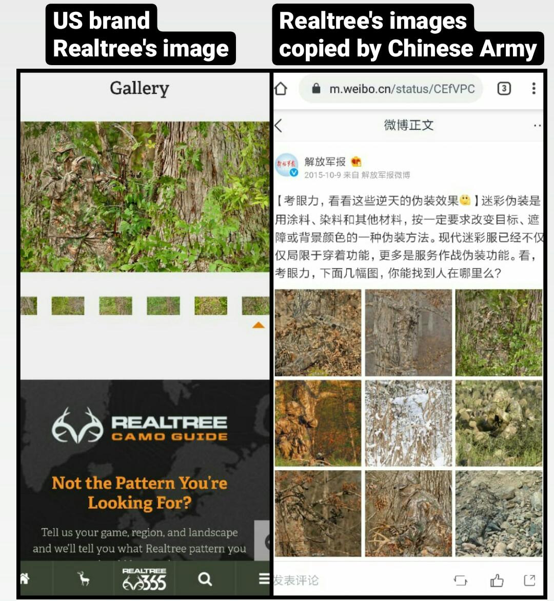 3) These images belong to US brand 'Realtree'.

PLA (Chinese Army) copied these images &amp; Chinese media published it, calling them Chinese troops'.