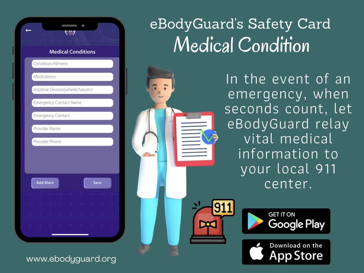 eBodyGuardCorp's tweet photo. We’re proud to launch eBodyGuard's Safety Card, to include medical data, a new upgrade to the application that allows people to create a free Medical Condition profile. 
#ebodyguardsafetycard #safetyfirst #medicalawareness #medicalconditions #safetycard #psapresource https://t.co/0DvIRgabN0