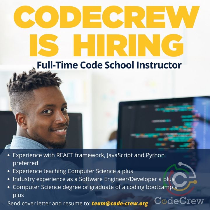 _CodeCrew's tweet image. Ready to join the Crew?! Apply today! #gritgrindcode #futureistech #careers