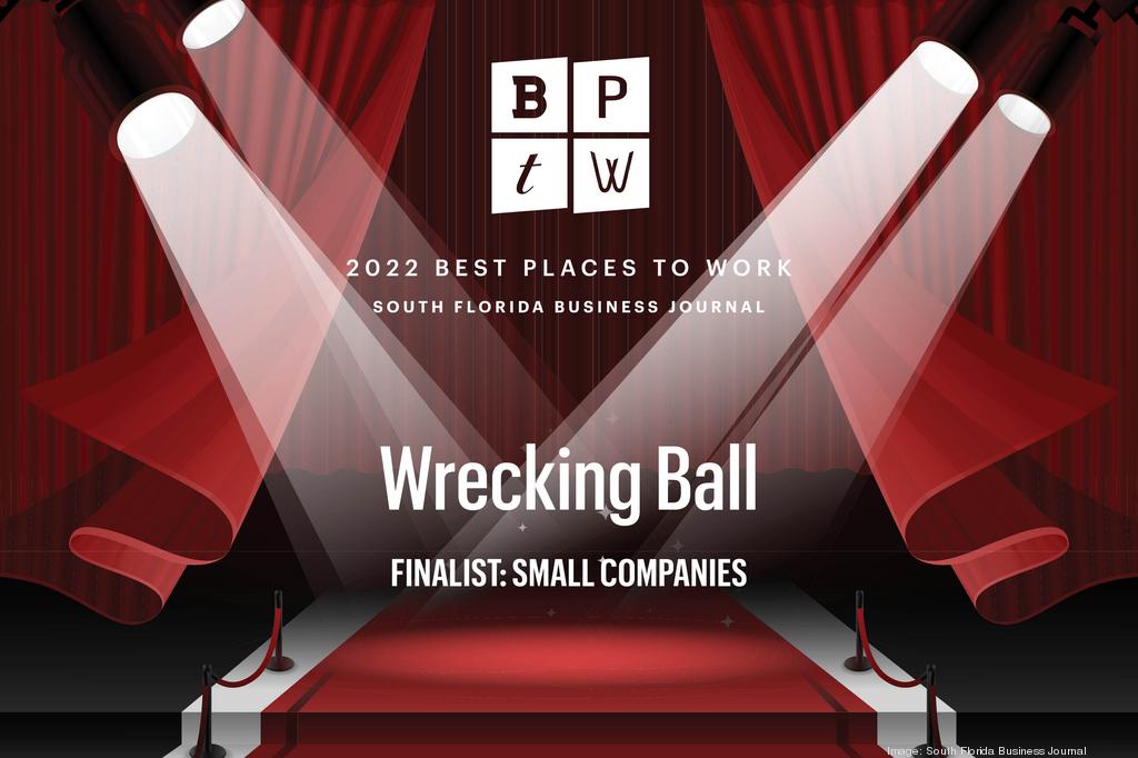 WRECKBALL's tweet photo. Hours into the 2022 Work day and Wrecking Ball is namedi a 2022 Best Places to Work Honoree for South FL! Thank you to our  staff for making this happen, &amp; our clients!  #thankyou #bestplacestowork #honored #agencylife  #webagency #devopsworld #designagency #videoagency https://t.co/RY99MXV2Fo