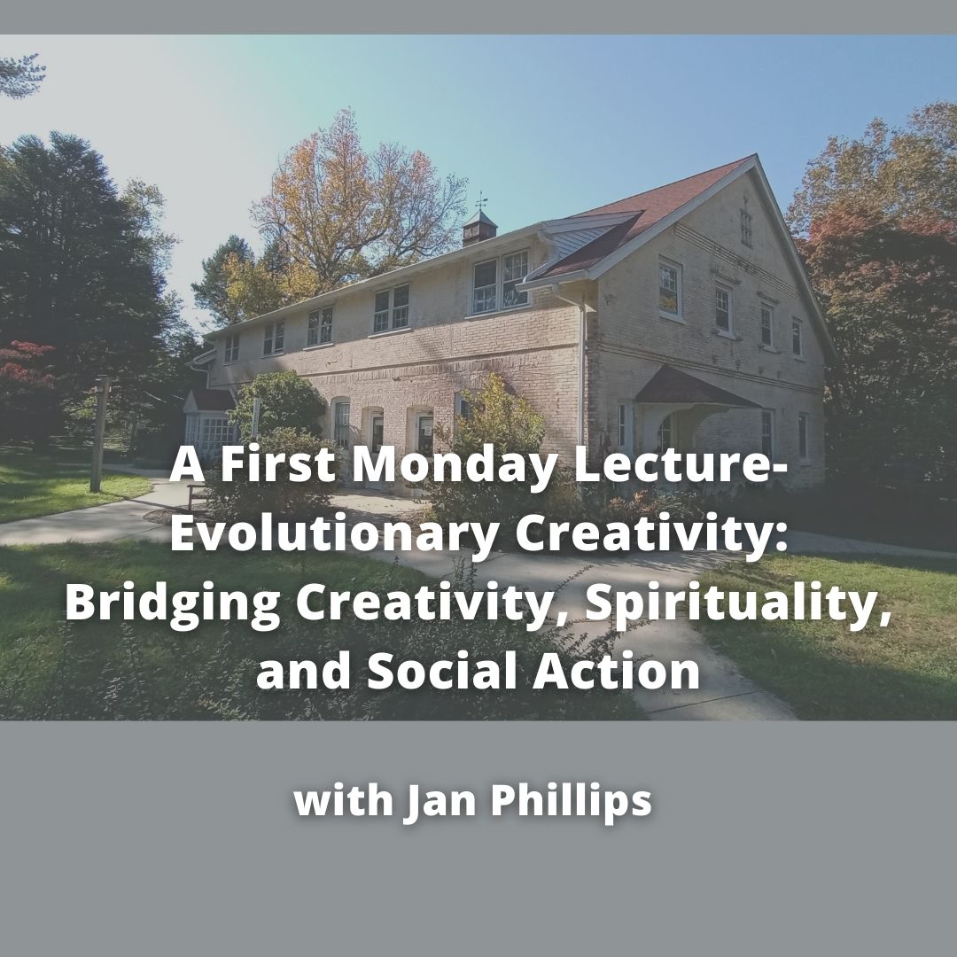pendlehillusa's tweet image. A First Monday Lecture- Evolutionary Creativity: Bridging Creativity, Spirituality, and Social Action
Join Jan Phillips for tonight&apos;s free online lecture!
Tonight, 7:30pm – 9:00pm EST pendlehill.org/events/evoluti…
#virtuallectures #pendlehill #firstmondaylectureseries #Quakers #friends