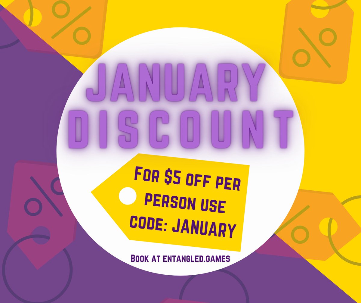 Don't miss out on booking your experience at a DISCOUNTED rate ALL of January! Book now at entangled.games for $5 off per person.
#Entangledescaperooms #escaperooms #discountoffer