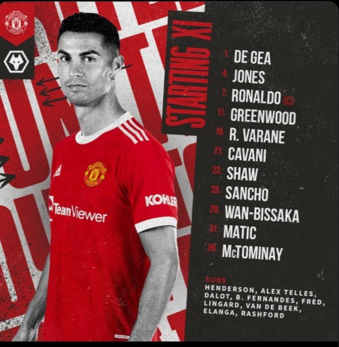 SobrePLBR's tweet photo. Times escalados para o único jogo dessa tarde!

Manchester United com Phil Jones(!!!) Fred, Bruno fernandes, Rashford e Alex Telles começam no banco.

Wolves com a escalação padrão, mas não conta com o Nouri (lesionado).

Jogo começa 14h30, na ESPN Brasil.

#MANWOL https://t.co/EdagWJzLWM