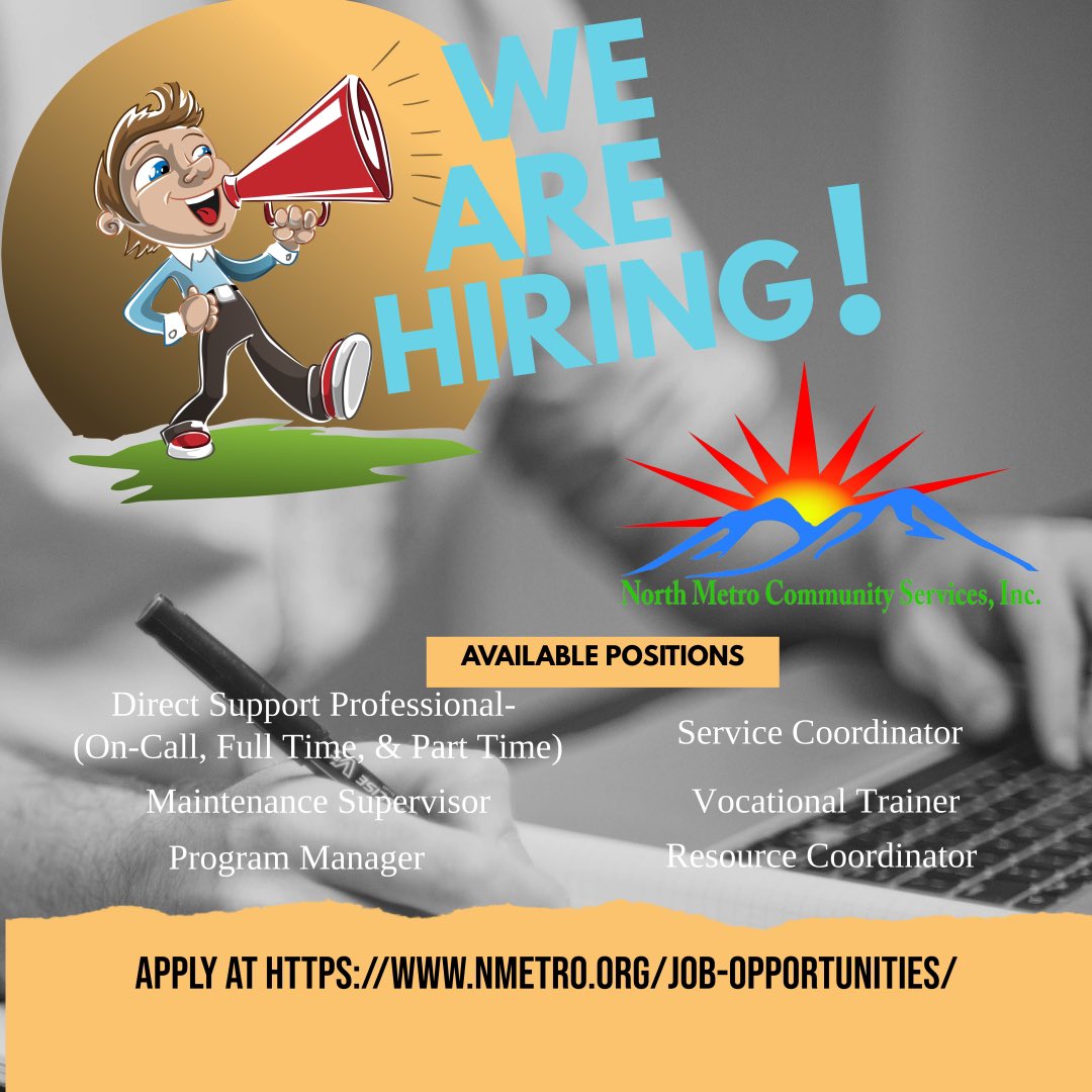 New Year!! New Job!! North Metro Community Services is hiring and we would love for you to apply and join the team! #NMCS #WeAreHiring