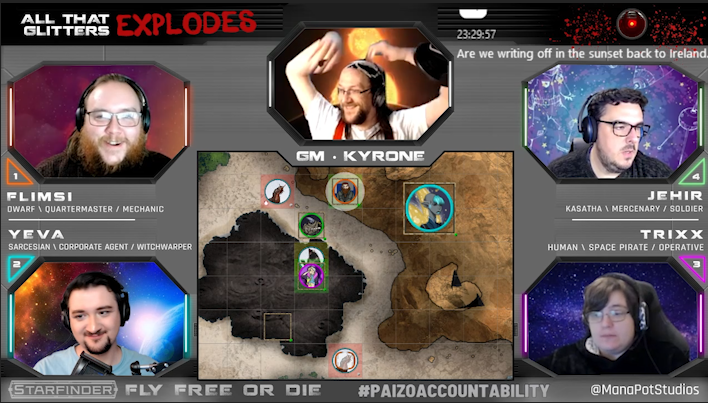 ManaPot_Studios's tweet photo. After having a wild time wrangling defrex, the crew of the Fool's Gold is back and ready to chase credits in 2022(or 322 AG in Pact Standard Time)! 

#Starfinder #FlyFreeOrDie #TTRPG on #Twitch, Mondays at 19:30 GMT on https://t.co/eWBIT1r5oy https://t.co/krQNB1LXuZ